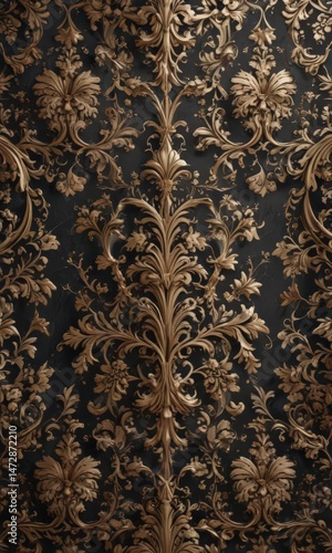 Intricate damask, swirling vines & leaves Elegant, ornate wallpaper texture , leaves, design