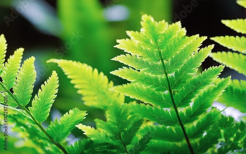 Vibrant Green Fern Leaves Basking in Natural Sunlight in a Lush Garden