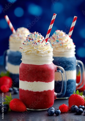 Refreshing Red, White and Blue Milkshakes Perfect for Summer Gatherings and F...