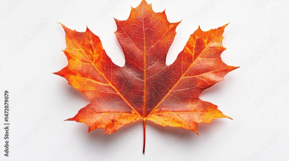 Obraz premium Detailed maple leaf texture and shape isolated on clean white background macro studio nature stock photography