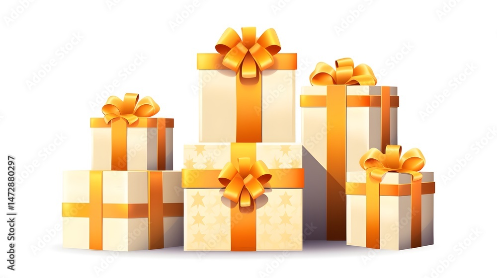 Fototapeta premium Festive Colorful Christmas Gifts Stack Piled Together in a Group Heap