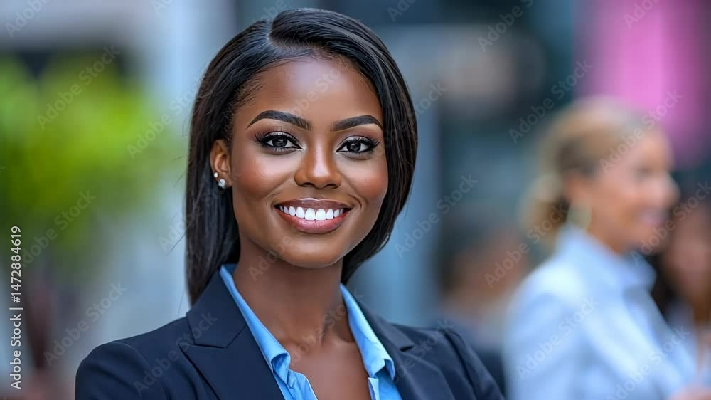 smiling black African businesswoman at modern office, professional and friendly smiling black African businesswoman at modern office, professional and friendly