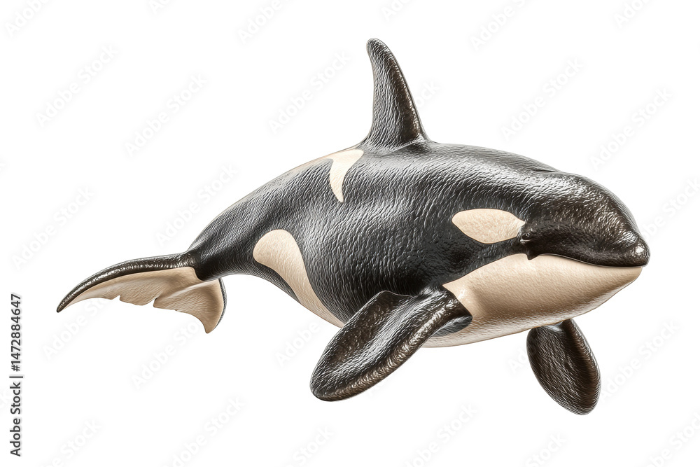 Fototapeta premium PNG Realistic render of a majestic orca in motion on black background