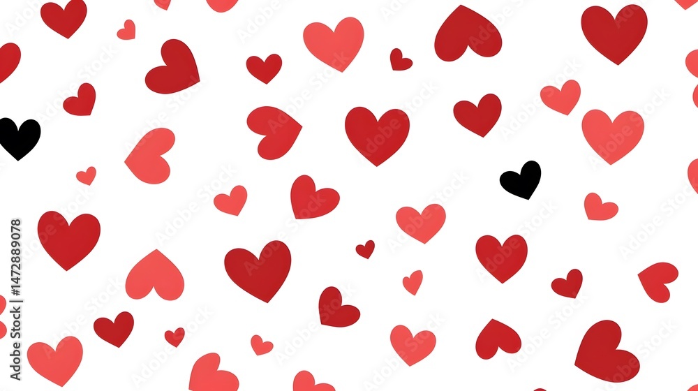 Professional Hand-drawn Simple Red Hearts Pattern Cartoon Vector Design Professional Hand-drawn Simple Red Hearts Pattern Cartoon Vector Design