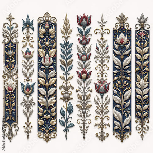 Set of vintage floral decorative elements. Ornate swirls and scrolls. Collection of ornamental elements for design