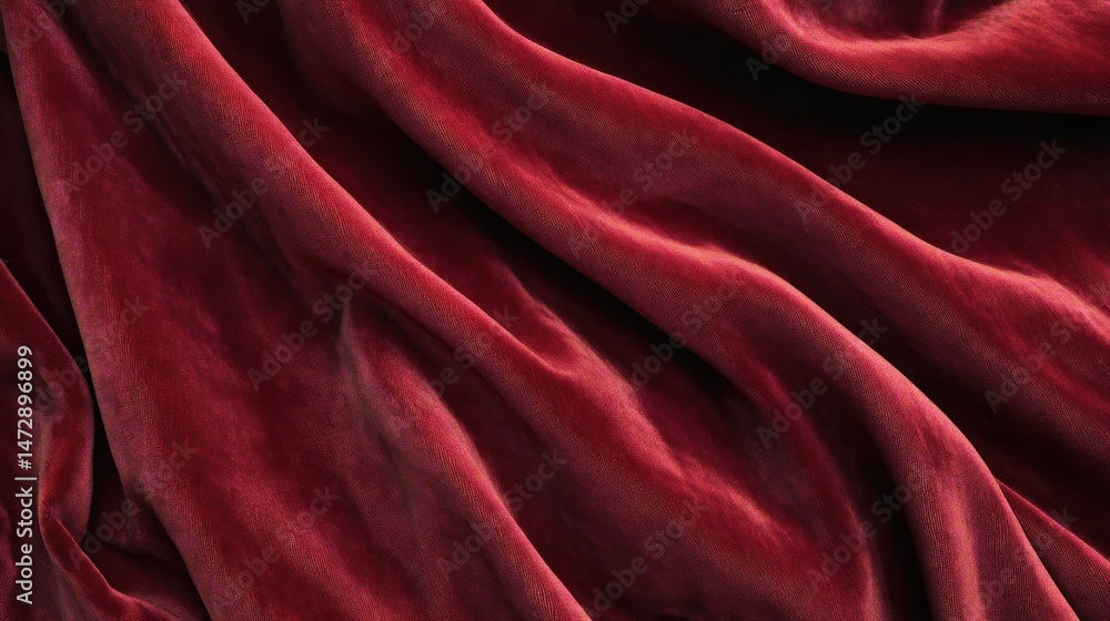 Fototapeta premium Luxe burgundy velvet folds, textured elegance and smooth flowing design