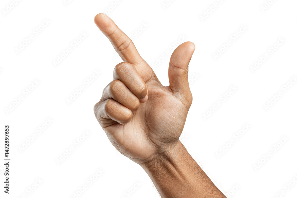 PNG African male hand pointing gesture on black background PNG African male hand pointing gesture on black background