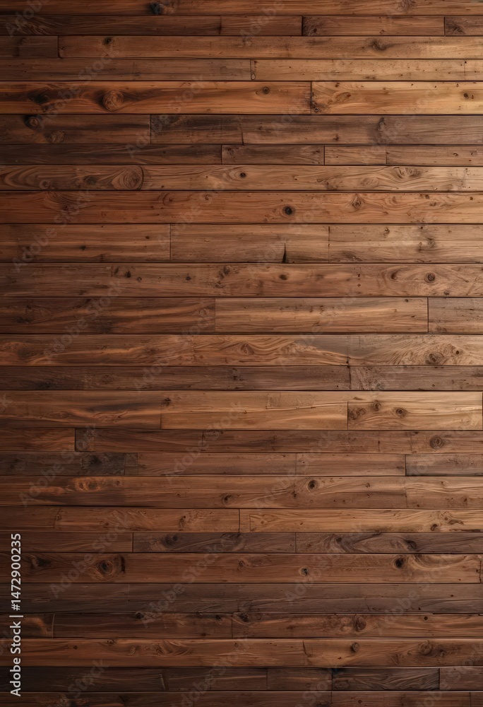 Fototapeta premium Rustic reclaimed wood wall texture Warm brown tones, knots, grain visible , wood texture, wall, wood grain