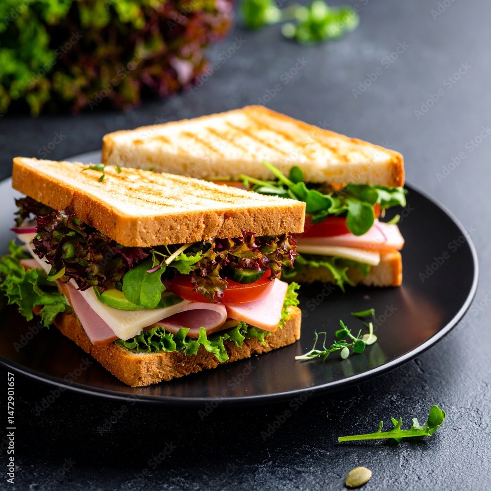 ham and cheese sandwich on a plate