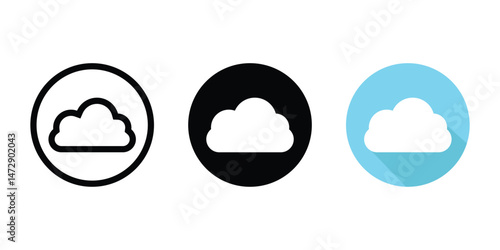 Cloud Icon Set,  Outline, Solid, and Flat Design Styles for UI and Web