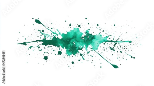 Expressive Teal Watercolor Splatter Abstract Art Design