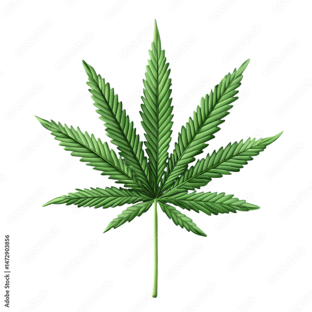 Single Isolated Cannabis Sativa Leaf on Image Single Isolated Cannabis Sativa Leaf on Image