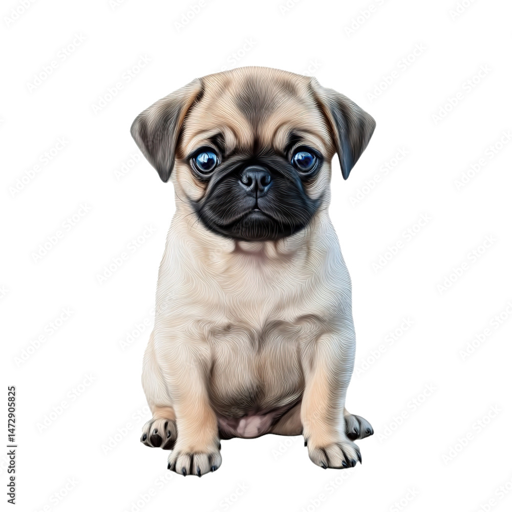 Cute Pug Puppy Isolated on Transparent Background Photography Cute Pug Puppy Isolated on Transparent Background Photography