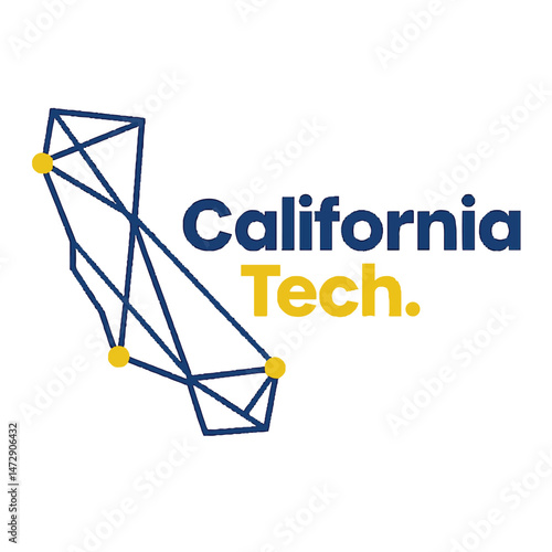 california technology tech geometric polygonal map logo vector icon illustration