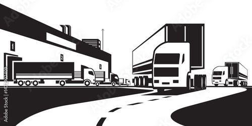 Truck carrying goods from warehouse - vector illustration