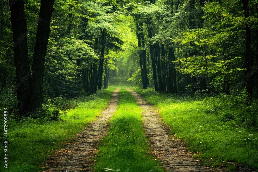 Naklejka premium Lush forest path (10)