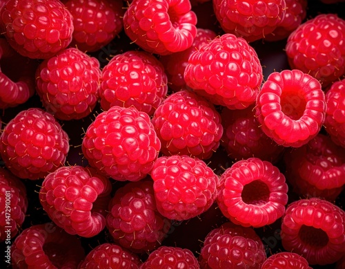 Wallpaper Mural Ultra-detailed macro close-up of fresh organic raspberries, vibrant red berries perfect for healthy eating, backgrounds, and food photography Torontodigital.ca