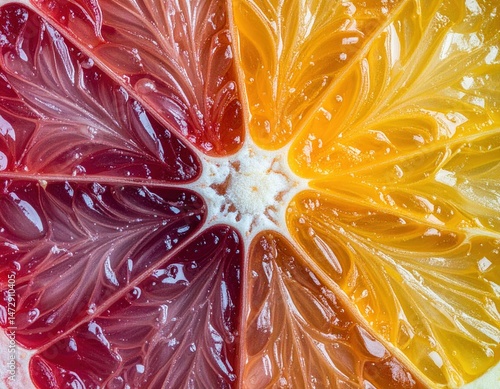 Wallpaper Mural Ultra-detailed macro close-up of vibrant citrus fruit texture, high contrast and clarity, showcasing colorful juicy segments for backgrounds and design Torontodigital.ca