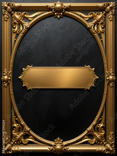 gold label banner, luxury golden frame, gold name plate