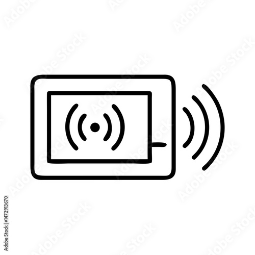 Microwave icon with sound waves indicating heat activation  