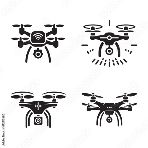 Drone silhouettes vector icon.