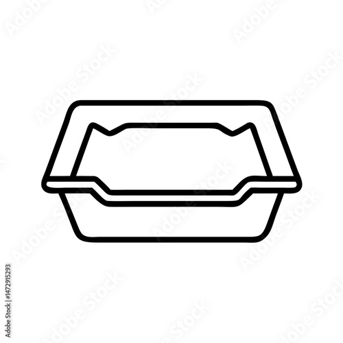 Empty disposable food container in simple outline design  