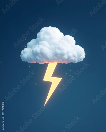 Rounded Thundercloud with Soft Lightning Bolt