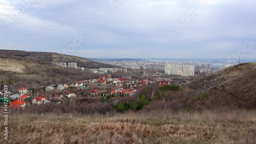 Panoramic landscape of the suburban with hills