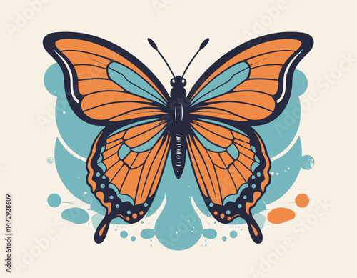 futuristic illustration of butterfly t shirt design, vector graphic, typographic poster or tshirts street wear and Urban style