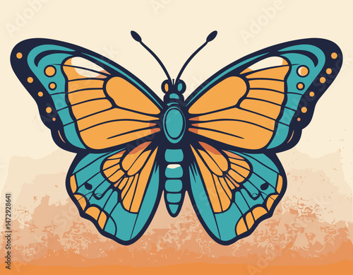 futuristic illustration of butterfly t shirt design, vector graphic, typographic poster or tshirts street wear and Urban style