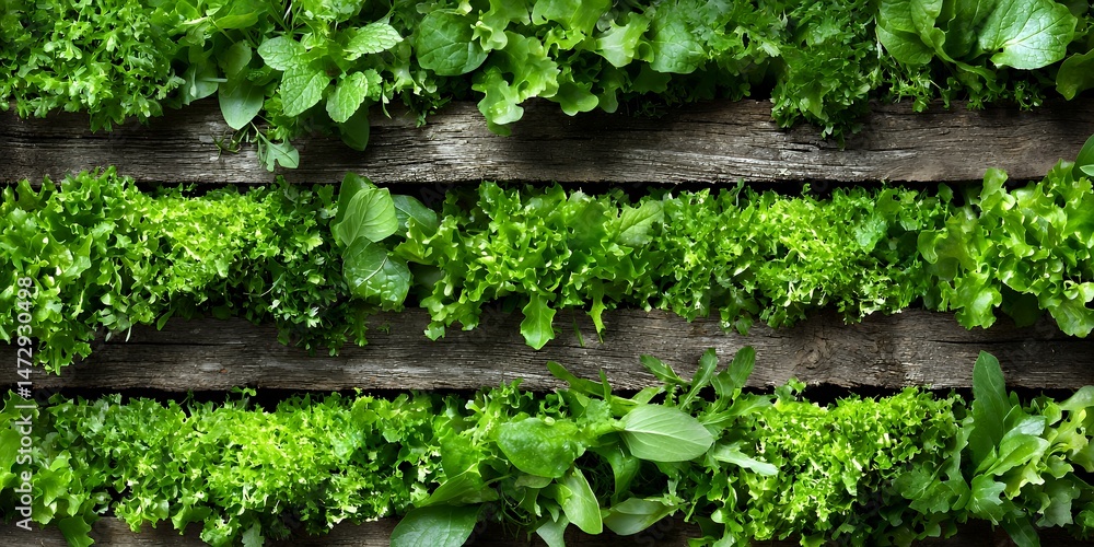 Fresh Green Salad on Wood Fresh Green Salad on Wood