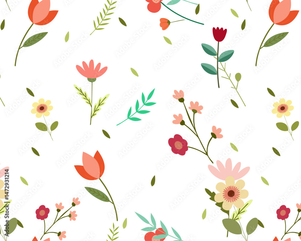 Obraz premium Colorful Floral Pattern with Various Flower Designs