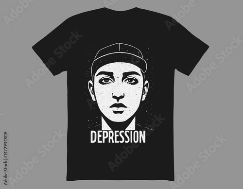 Aesthetic illustration of depression pointilism Streetwear t shirt design, vector graphic, typographic poster or tshirts street wear and Urban sty