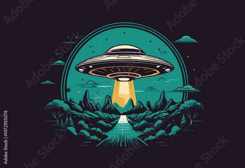 Alien invasion, ufo t shirt design, vector graphic, typographic poster or tshirts street wear and Urban style