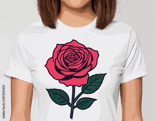 Aesthetic illustration of rose flower t shirt design, vector graphic, typographic poster or tshirts street wear and Urban style