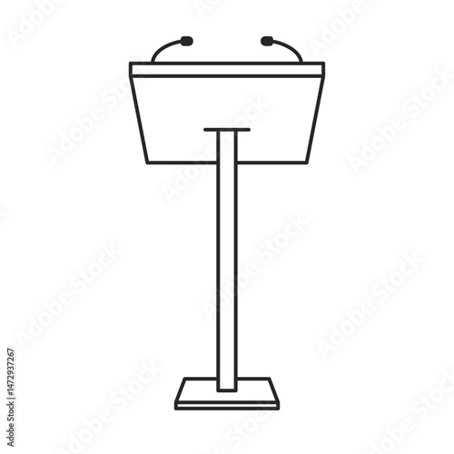 Modern rostrum, podium or lectern icon from in front for public speaking in outline vector