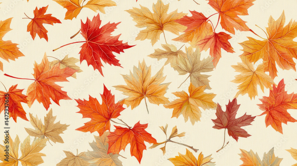 Fototapeta premium Autumn leaves pattern background