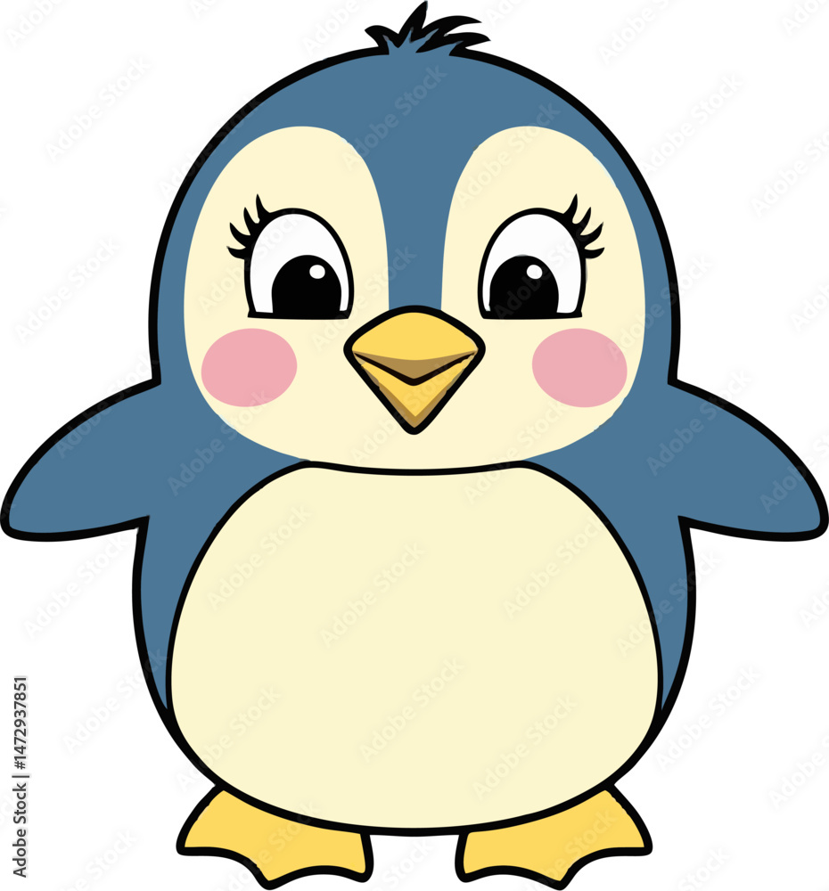 Obraz premium Cute Penguin Childish Cartoon