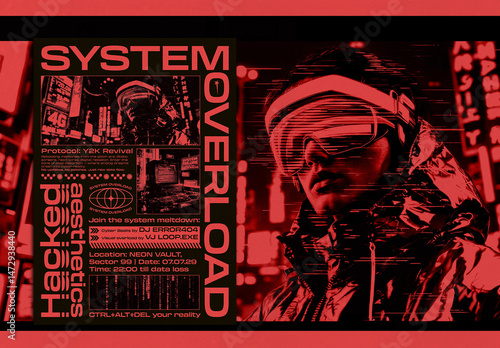 Y2K Cyber Rave Poster Layout Stock Template | Adobe Stock
