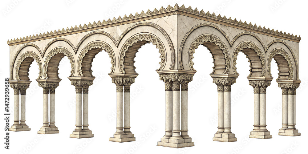 Fototapeta premium Architecture archway design columns building art on transparent background