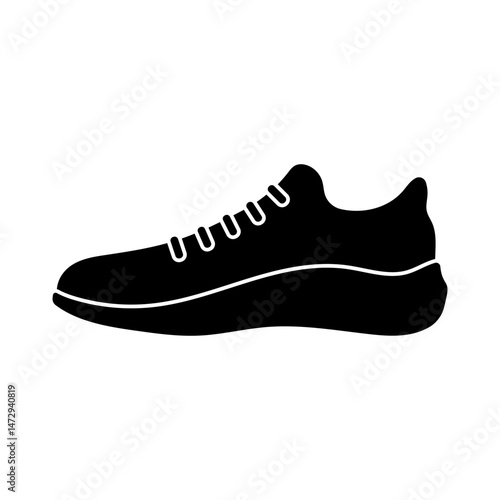 Sneakers icon. Black silhouette. Side view. Vector simple flat graphic illustration. Isolated object on white background. Isolate.
