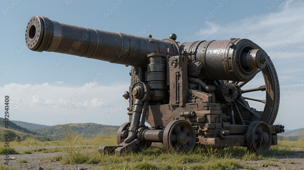 3d ancient cannon seen from the side 3d ancient cannon seen from the side