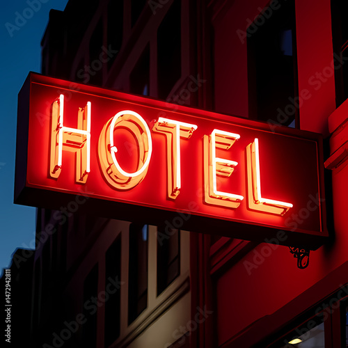 Wallpaper Mural Glowing Neon Hotel Sign at Night

 Torontodigital.ca