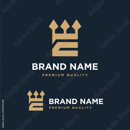 Unique Letter E Crown Monogram Logo, suitable for any business with initials E with Crown Symbol