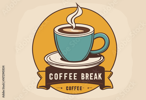 Vintage illustration of coffee break t shirt design, vector graphic, typographic poster or tshirts street wear and Urban style