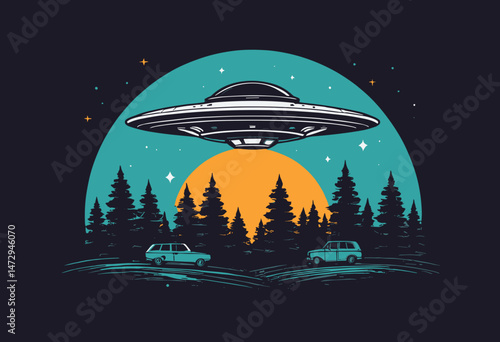 ufo t shirt design, vector graphic, typographic poster or tshirts street wear and Urban style