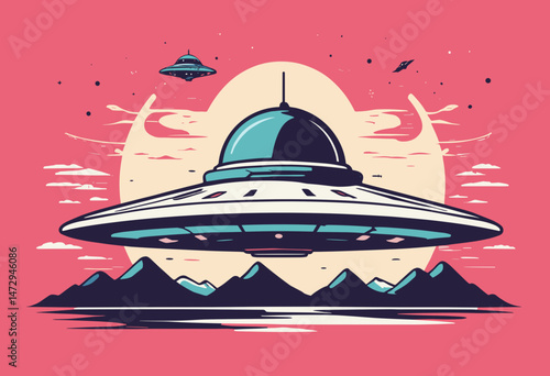 ufo t shirt design, vector graphic, typographic poster or tshirts street wear and Urban style