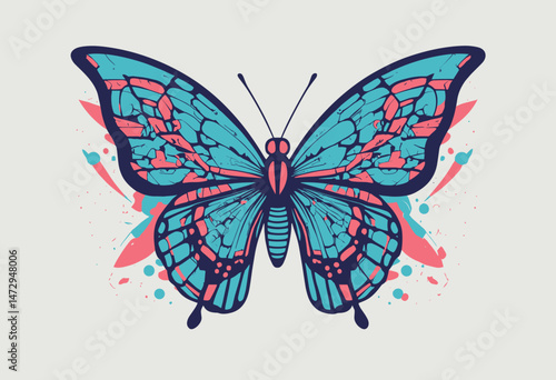 futuristic butterfly t shirt design, vector graphic, typographic poster or tshirts street wear and Urban style
