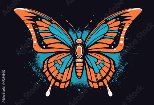 futuristic butterfly t shirt design, vector graphic, typographic poster or tshirts street wear and Urban style