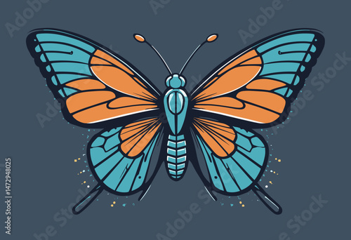 futuristic butterfly t shirt design, vector graphic, typographic poster or tshirts street wear and Urban style